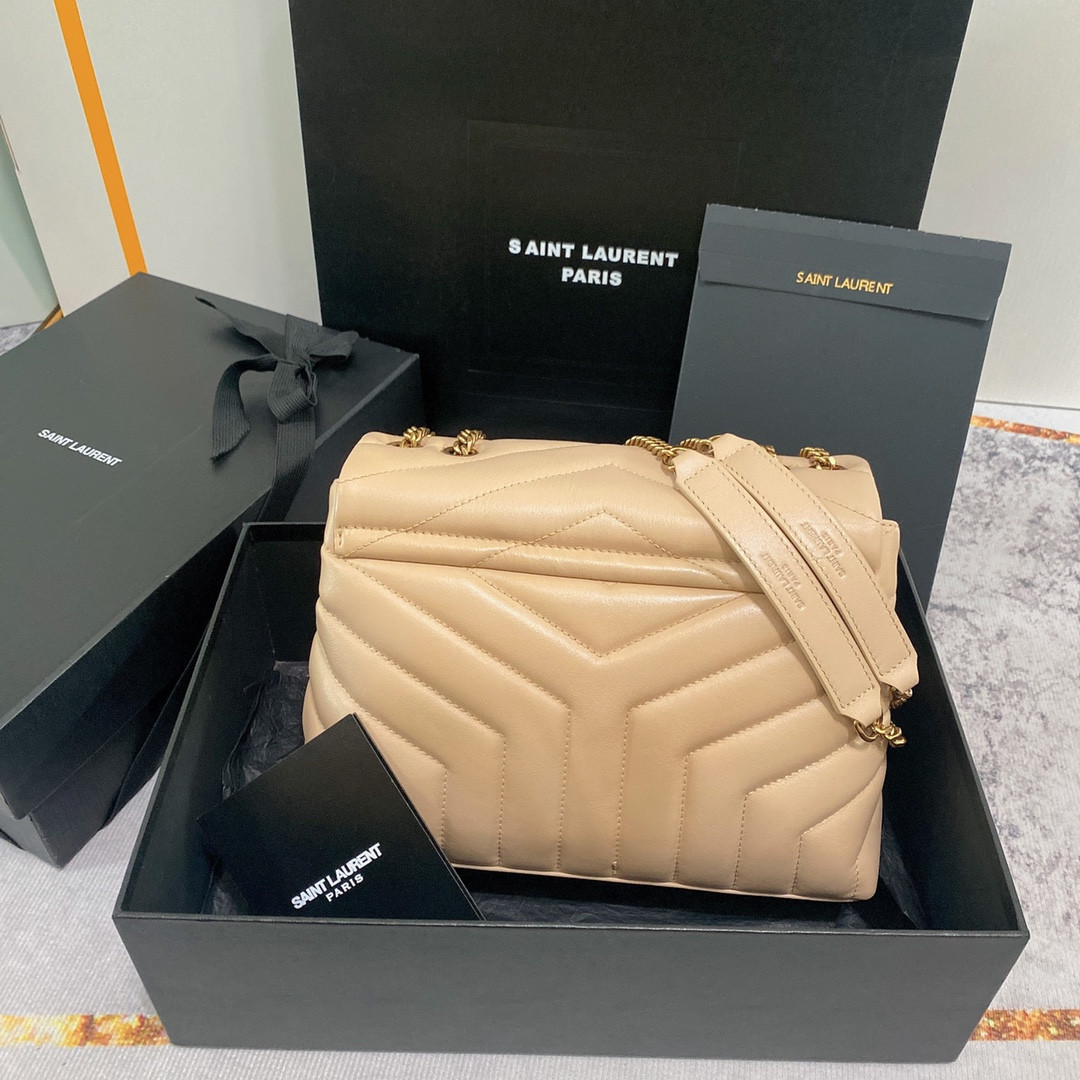 YSL LOULOU SMALL IN QUILTED LEATHER light beige 9 X 6.1 X 3.3 INCHES - Image 3