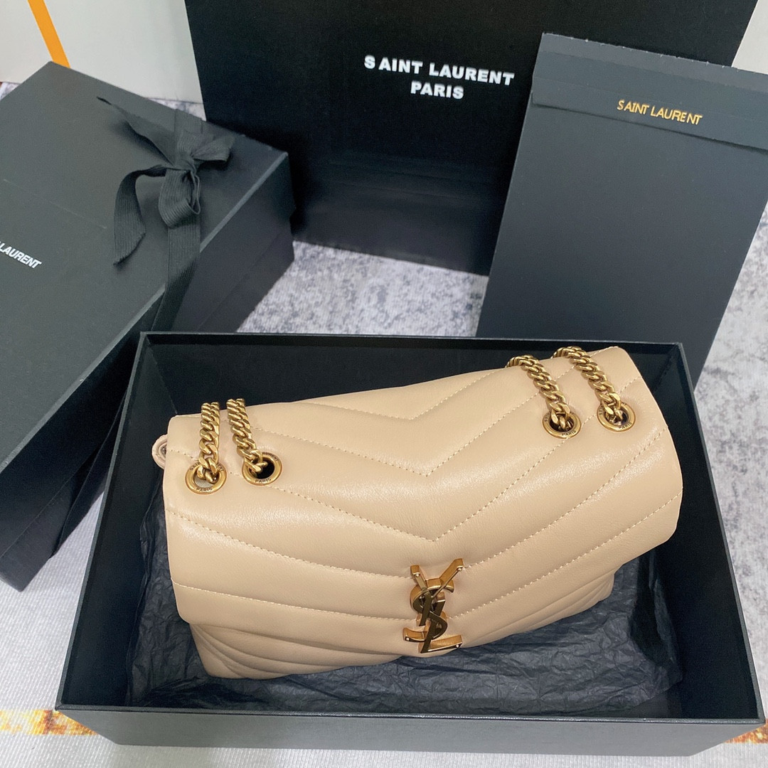 YSL LOULOU SMALL IN QUILTED LEATHER light beige 9 X 6.1 X 3.3 INCHES - Image 4