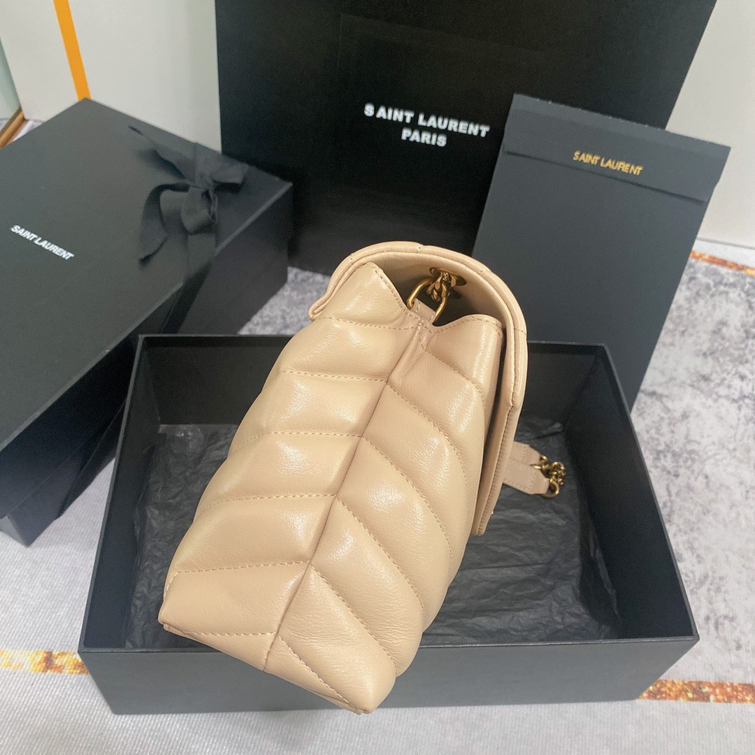 YSL LOULOU SMALL IN QUILTED LEATHER light beige 9 X 6.1 X 3.3 INCHES - Image 5