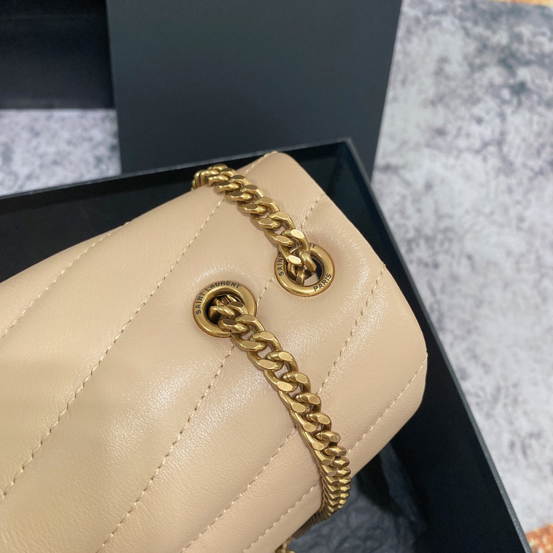 YSL LOULOU SMALL IN QUILTED LEATHER light beige 9 X 6.1 X 3.3 INCHES - Image 15