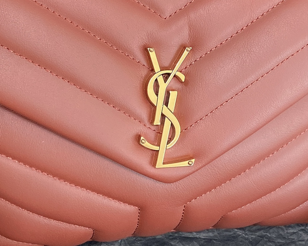 YSL LOULOU SMALL IN QUILTED LEATHER RED GOLD 9 X 6.1 X 3.3 INCHES - Image 7