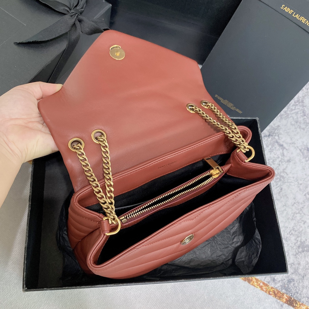 YSL LOULOU SMALL IN QUILTED LEATHER RED GOLD 9 X 6.1 X 3.3 INCHES - Image 10