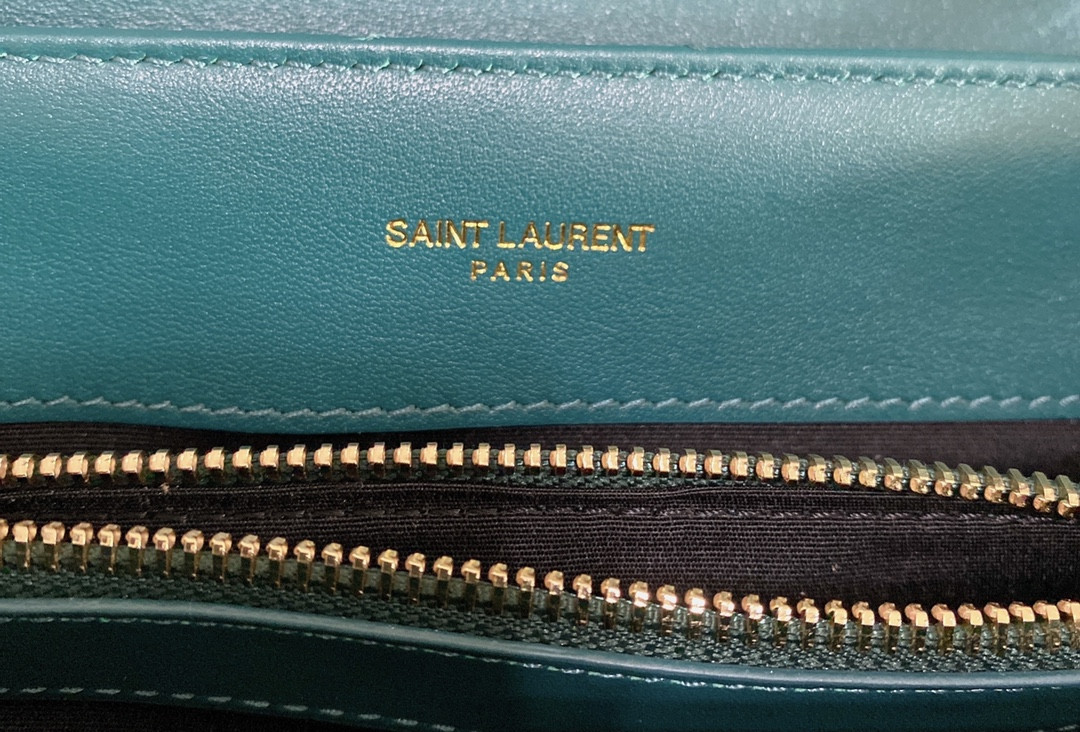 YSL LOULOU SMALL IN QUILTED LEATHER BLUE GOLD 9 X 6.1 X 3.3 INCHES - Image 15