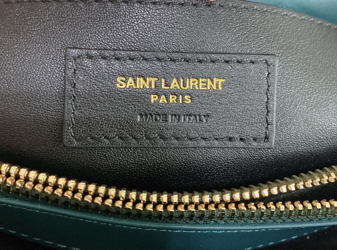 YSL LOULOU SMALL IN QUILTED LEATHER BLUE GOLD 9 X 6.1 X 3.3 INCHES - Image 16