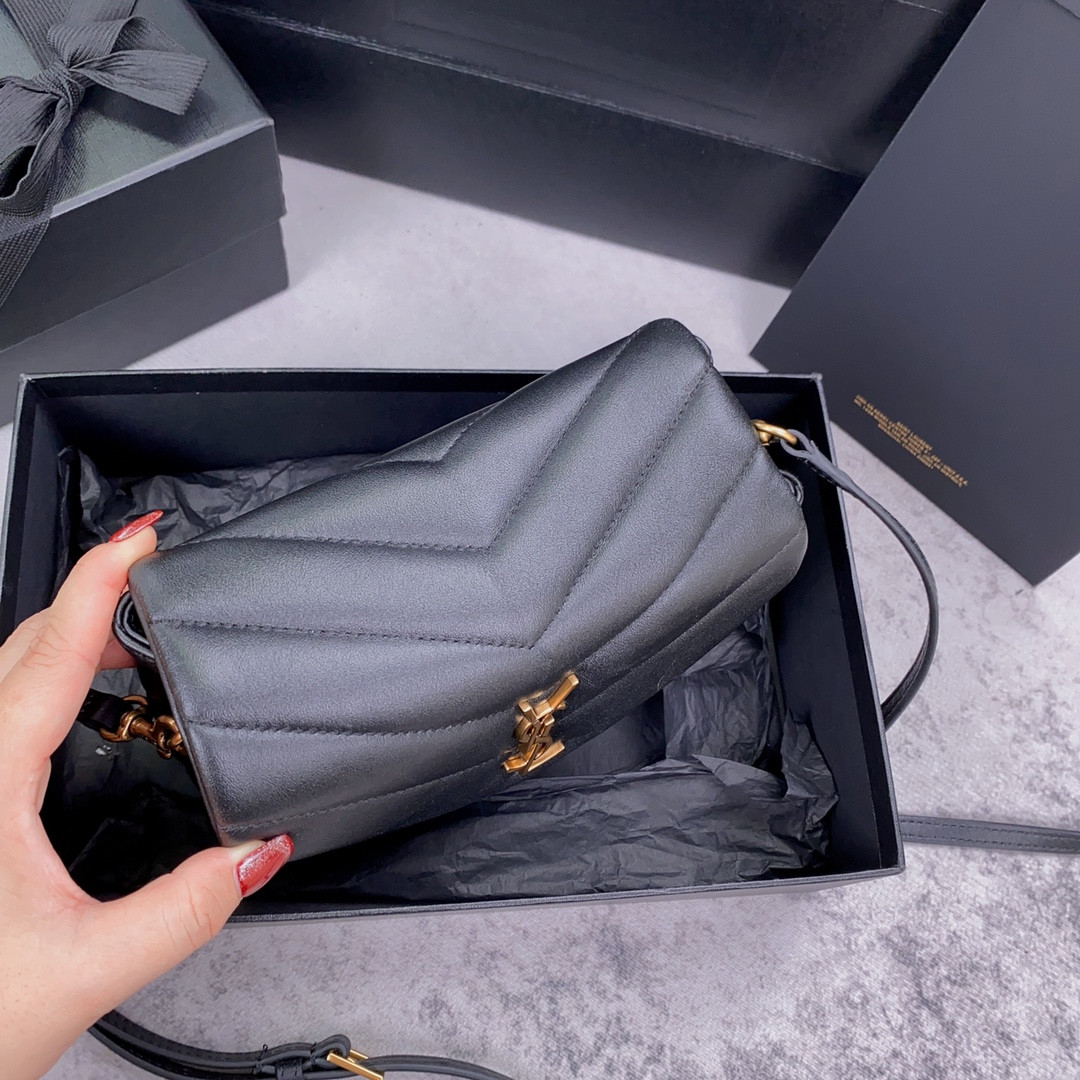 YSL TOY LOULOU IN QUILTED LEATHER BLACK 7.9 X 5.5 X 3 INCHES - Image 4