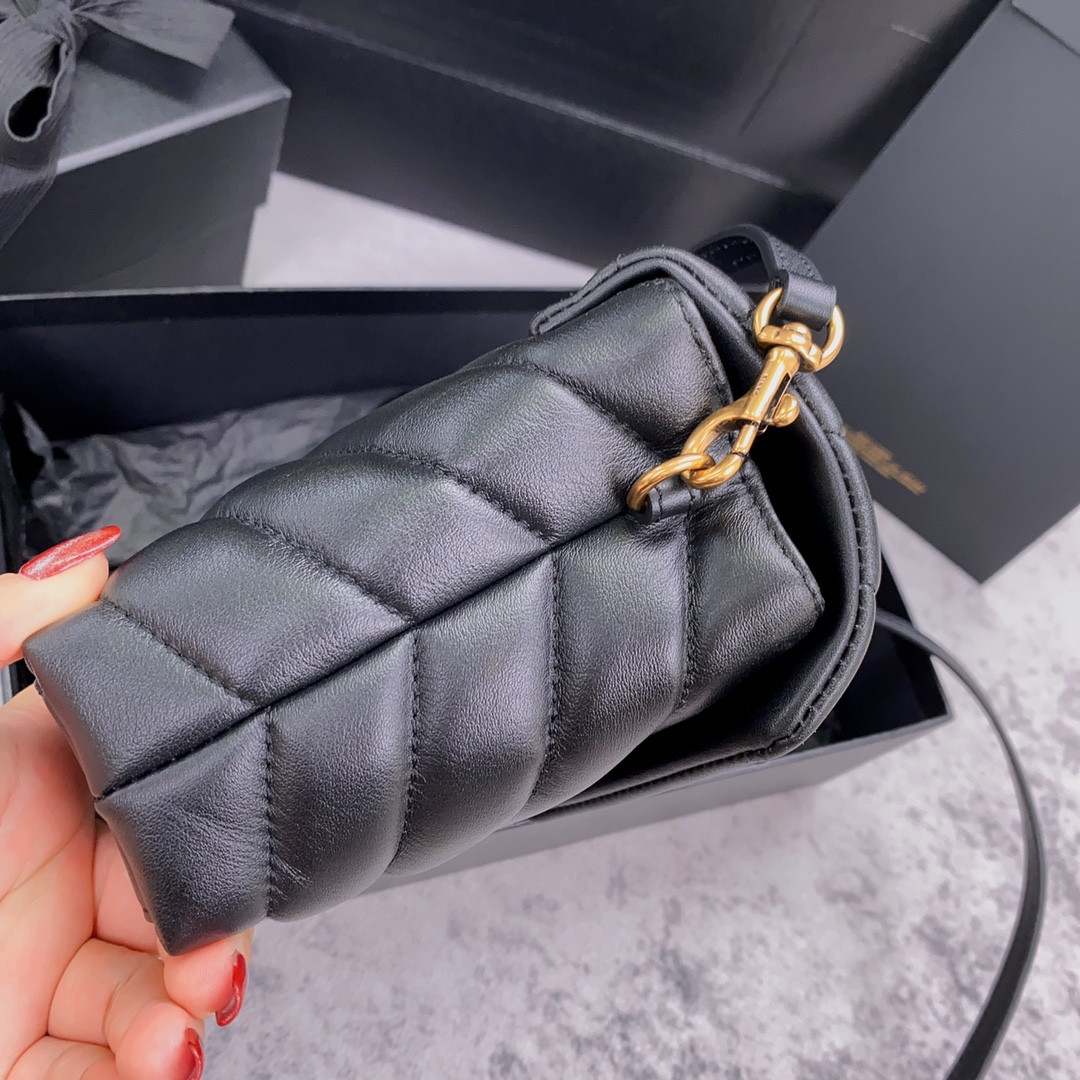 YSL TOY LOULOU IN QUILTED LEATHER BLACK 7.9 X 5.5 X 3 INCHES - Image 5