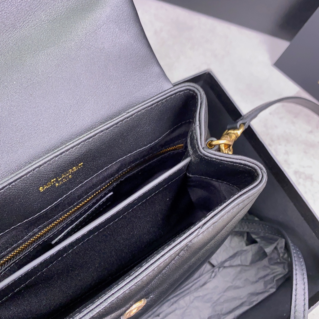 YSL TOY LOULOU IN QUILTED LEATHER BLACK 7.9 X 5.5 X 3 INCHES - Image 16