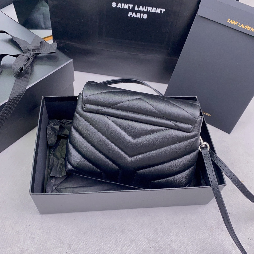 YSL TOY LOULOU IN QUILTED LEATHER BLACK SILVER 7.9 X 5.5 X 3 INCHES - Image 3