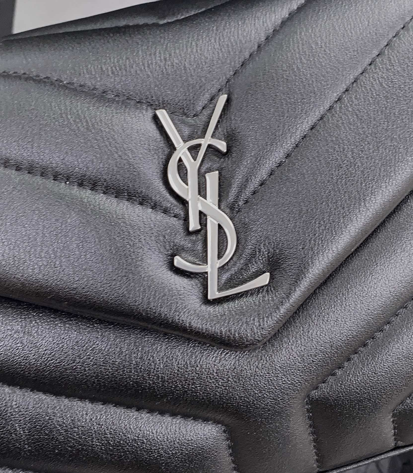 YSL TOY LOULOU IN QUILTED LEATHER BLACK SILVER 7.9 X 5.5 X 3 INCHES - Image 6