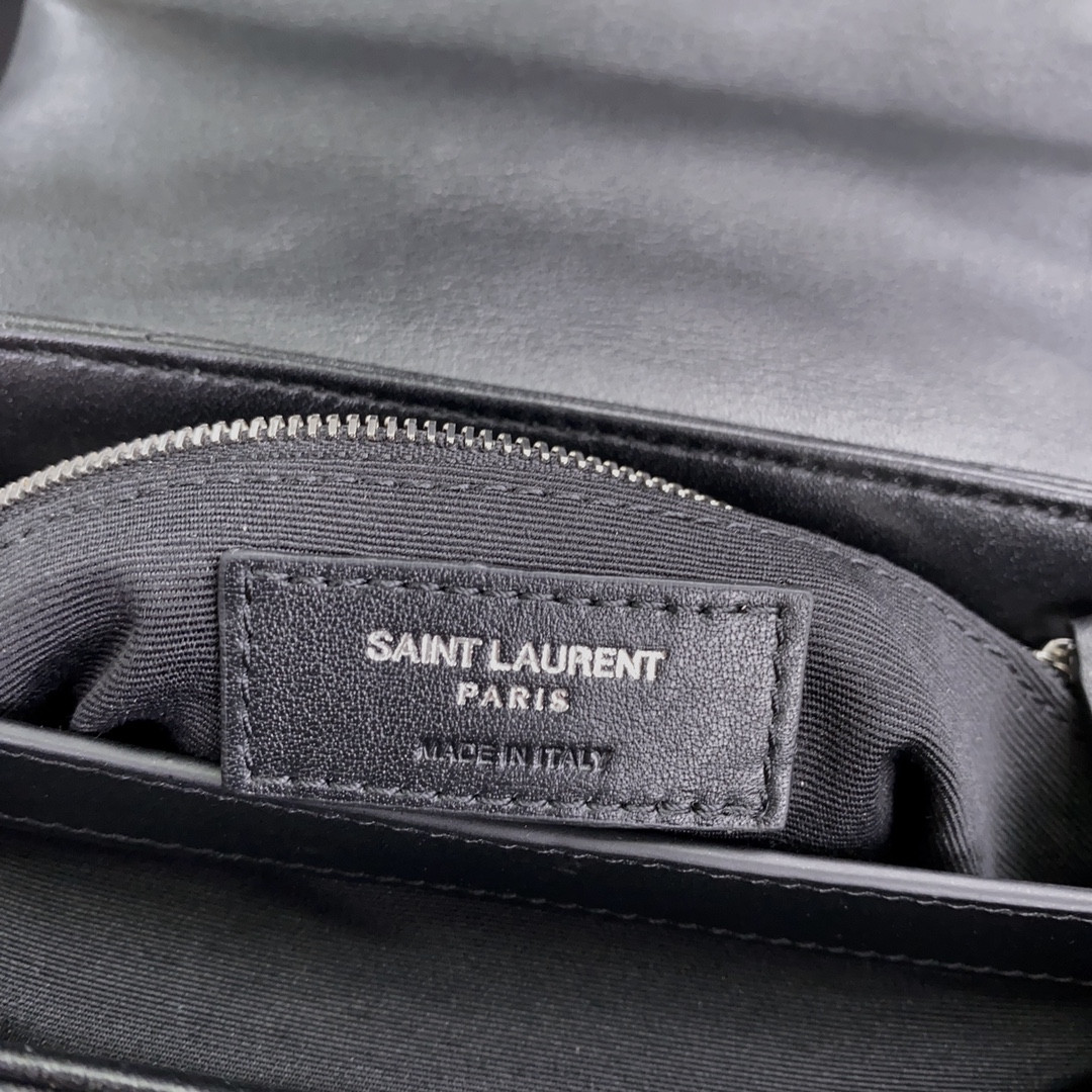YSL TOY LOULOU IN QUILTED LEATHER BLACK SILVER 7.9 X 5.5 X 3 INCHES - Image 13
