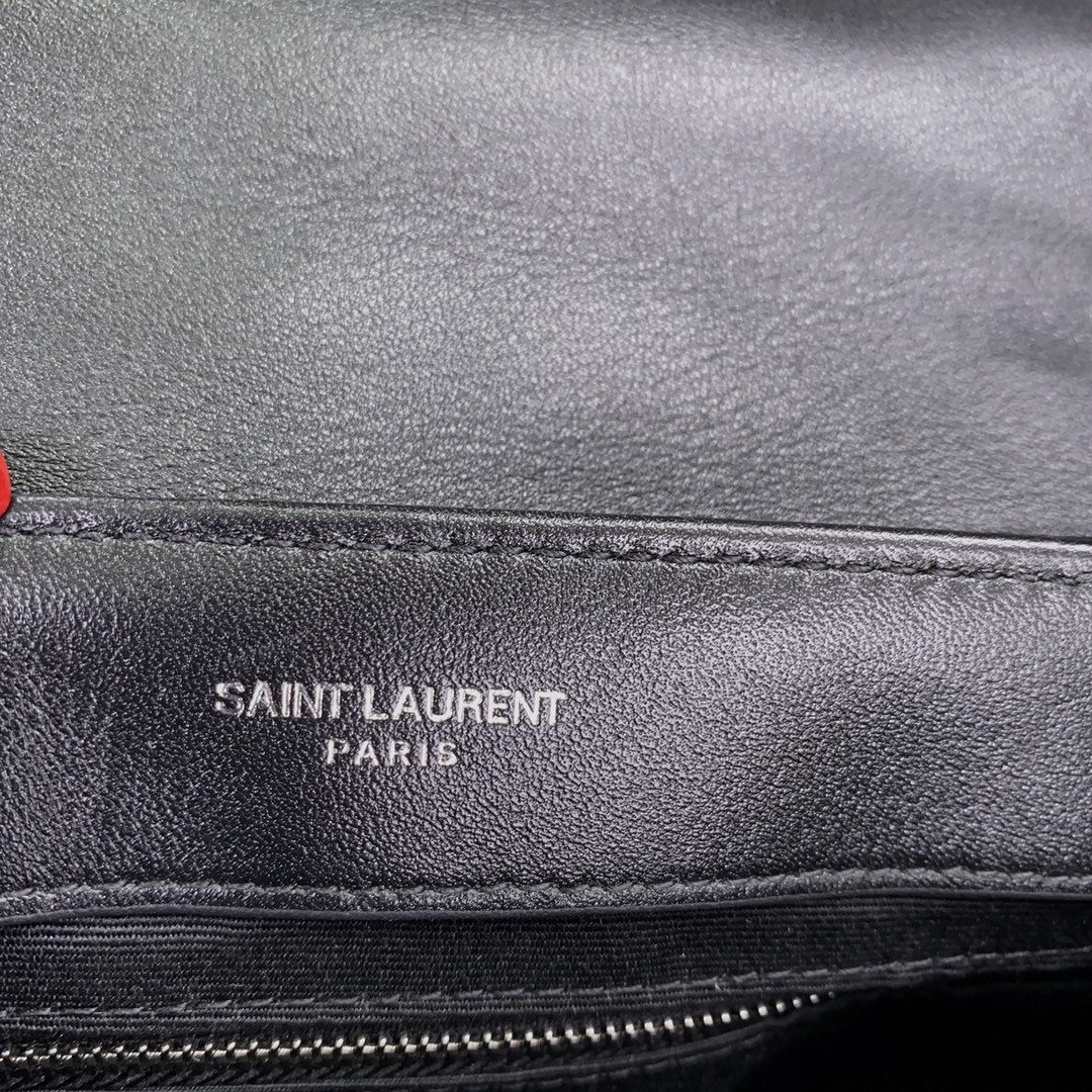 YSL TOY LOULOU IN QUILTED LEATHER BLACK SILVER 7.9 X 5.5 X 3 INCHES - Image 14