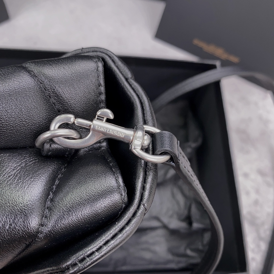 YSL TOY LOULOU IN QUILTED LEATHER BLACK SILVER 7.9 X 5.5 X 3 INCHES - Image 15