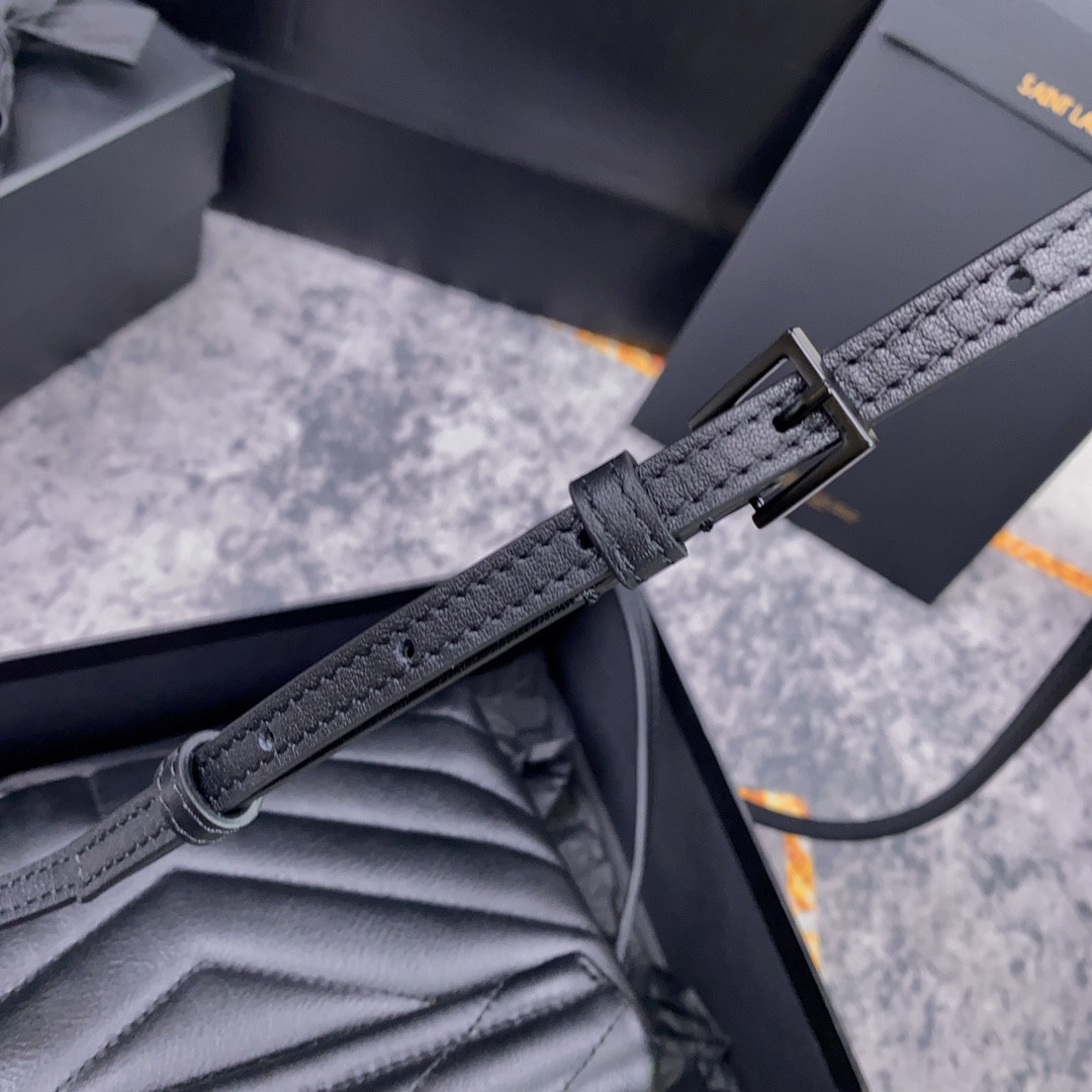 YSL TOY LOULOU IN QUILTED LEATHER ALL BLACK 7.9 X 5.5 X 3 INCHES - Image 9