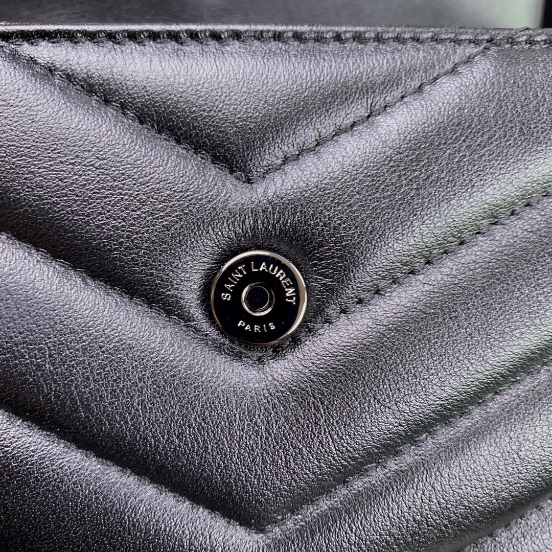 YSL TOY LOULOU IN QUILTED LEATHER ALL BLACK 7.9 X 5.5 X 3 INCHES - Image 12