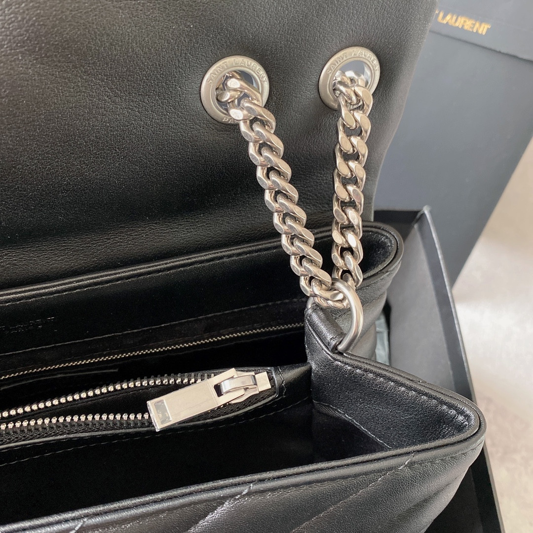 YSL LOULOU MEDIUM IN QUILTED LEATHER BLACK Silver 12.5 X 8.6 X 3.5 INCHES - Image 8