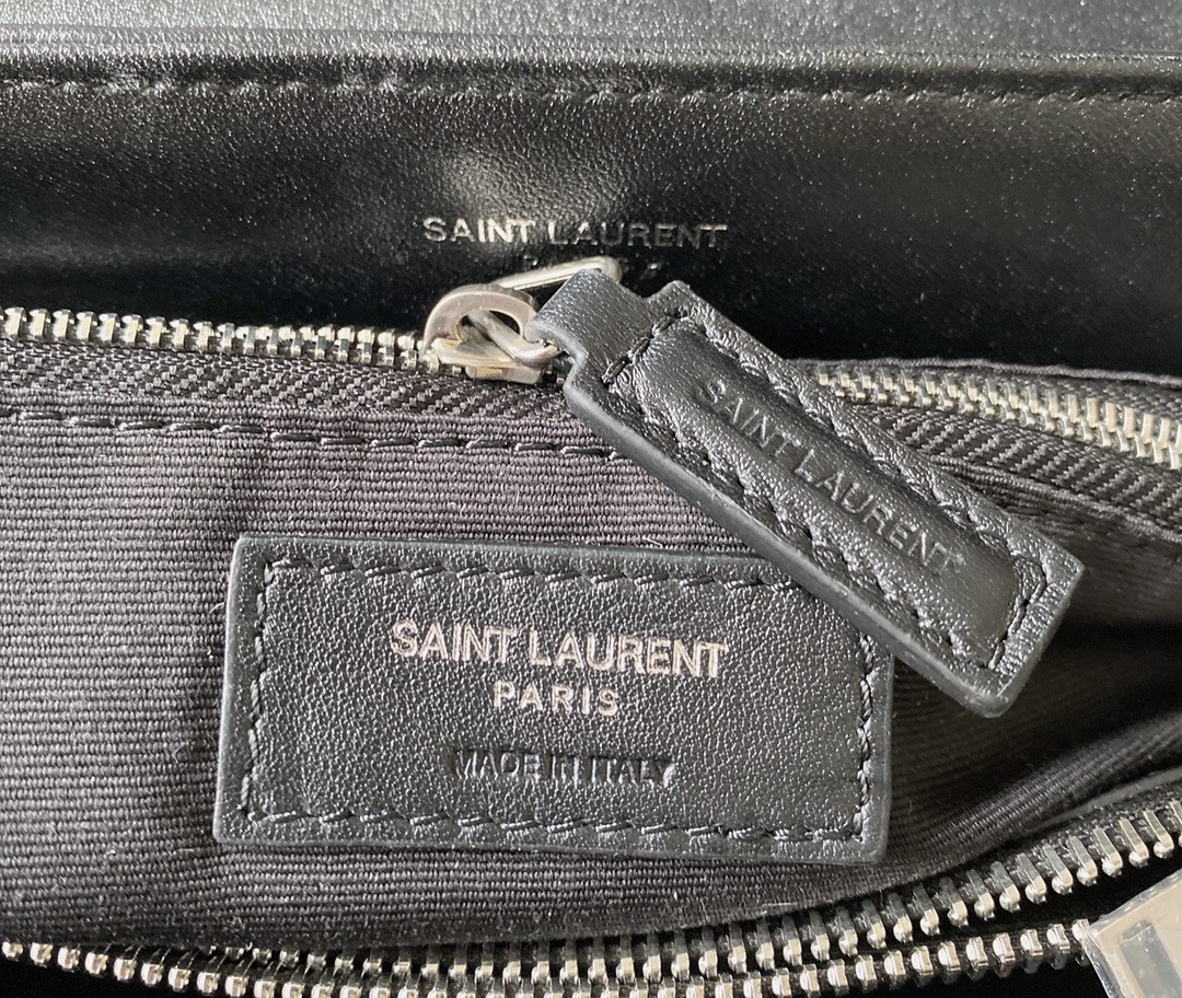 YSL LOULOU MEDIUM IN QUILTED LEATHER BLACK Silver 12.5 X 8.6 X 3.5 INCHES - Image 14