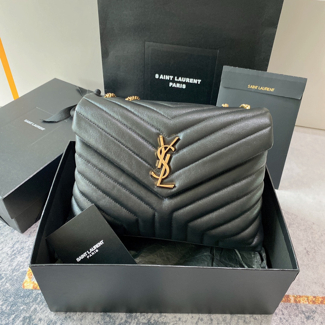 YSL LOULOU MEDIUM IN QUILTED LEATHER BLACK 12.5 X 8.6 X 3.5 INCHES - Image 2