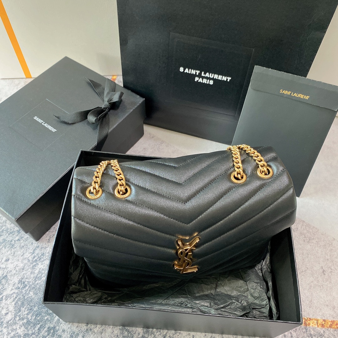 YSL LOULOU MEDIUM IN QUILTED LEATHER BLACK 12.5 X 8.6 X 3.5 INCHES - Image 4