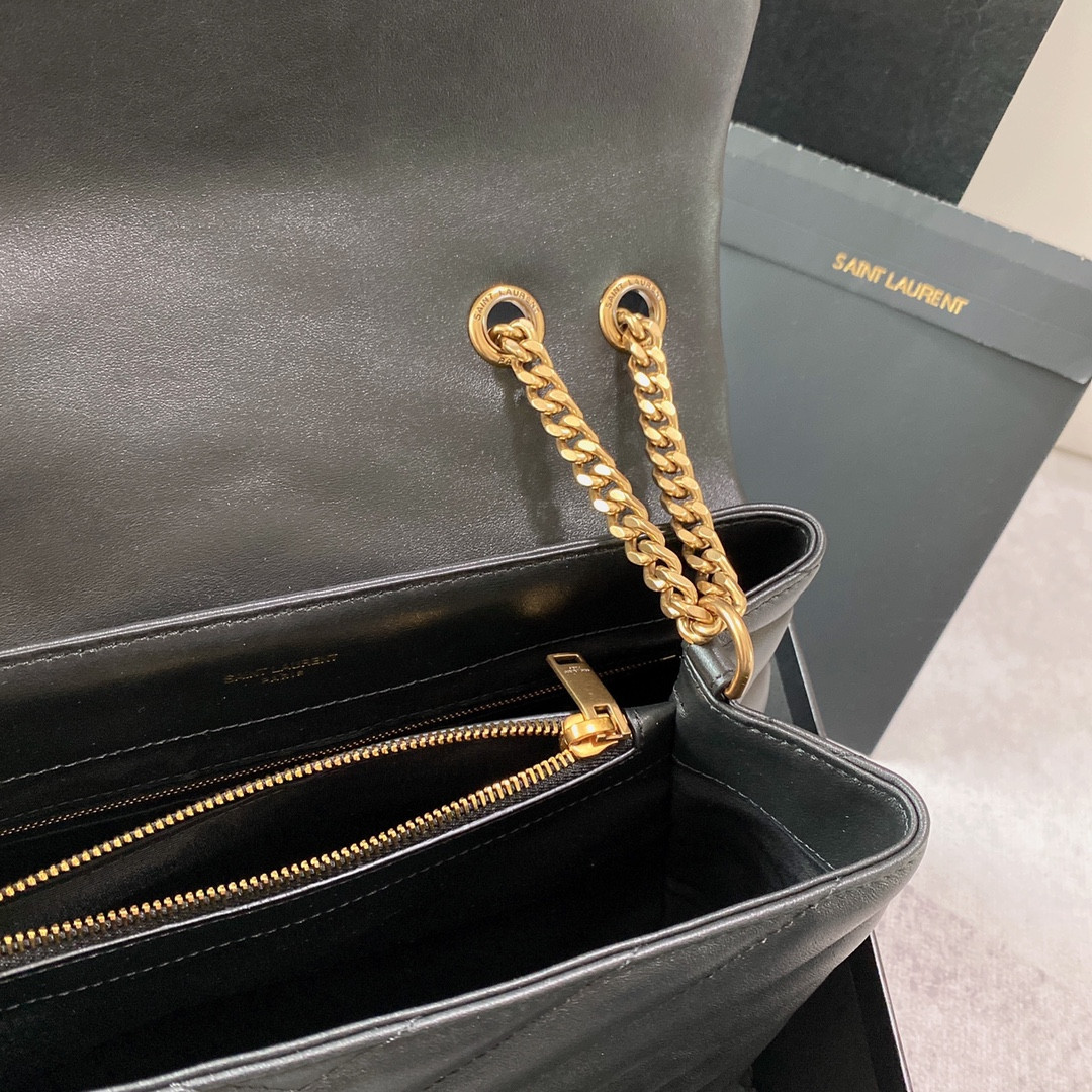 YSL LOULOU MEDIUM IN QUILTED LEATHER BLACK 12.5 X 8.6 X 3.5 INCHES - Image 9
