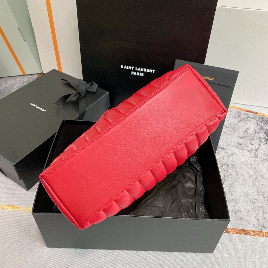 YSL LOULOU MEDIUM IN QUILTED LEATHER RED 12.5 X 8.6 X 3.5 INCHES - Image 6