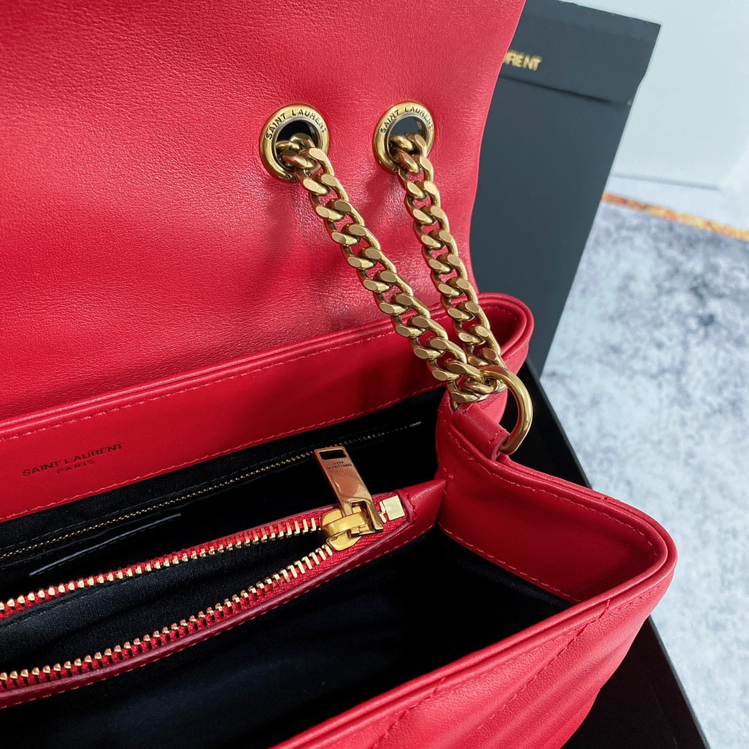YSL LOULOU MEDIUM IN QUILTED LEATHER RED 12.5 X 8.6 X 3.5 INCHES - Image 9
