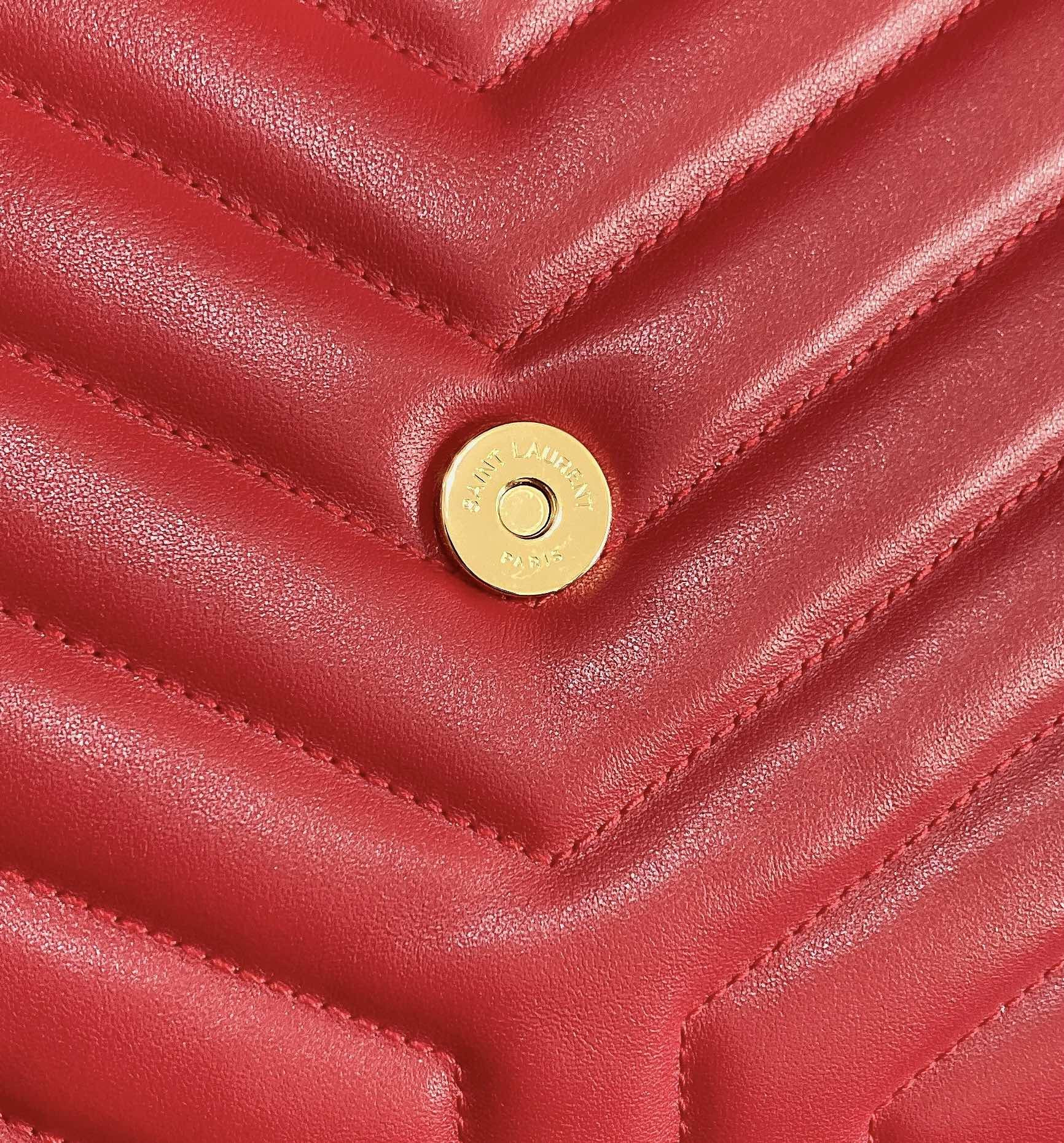 YSL LOULOU MEDIUM IN QUILTED LEATHER RED 12.5 X 8.6 X 3.5 INCHES - Image 12