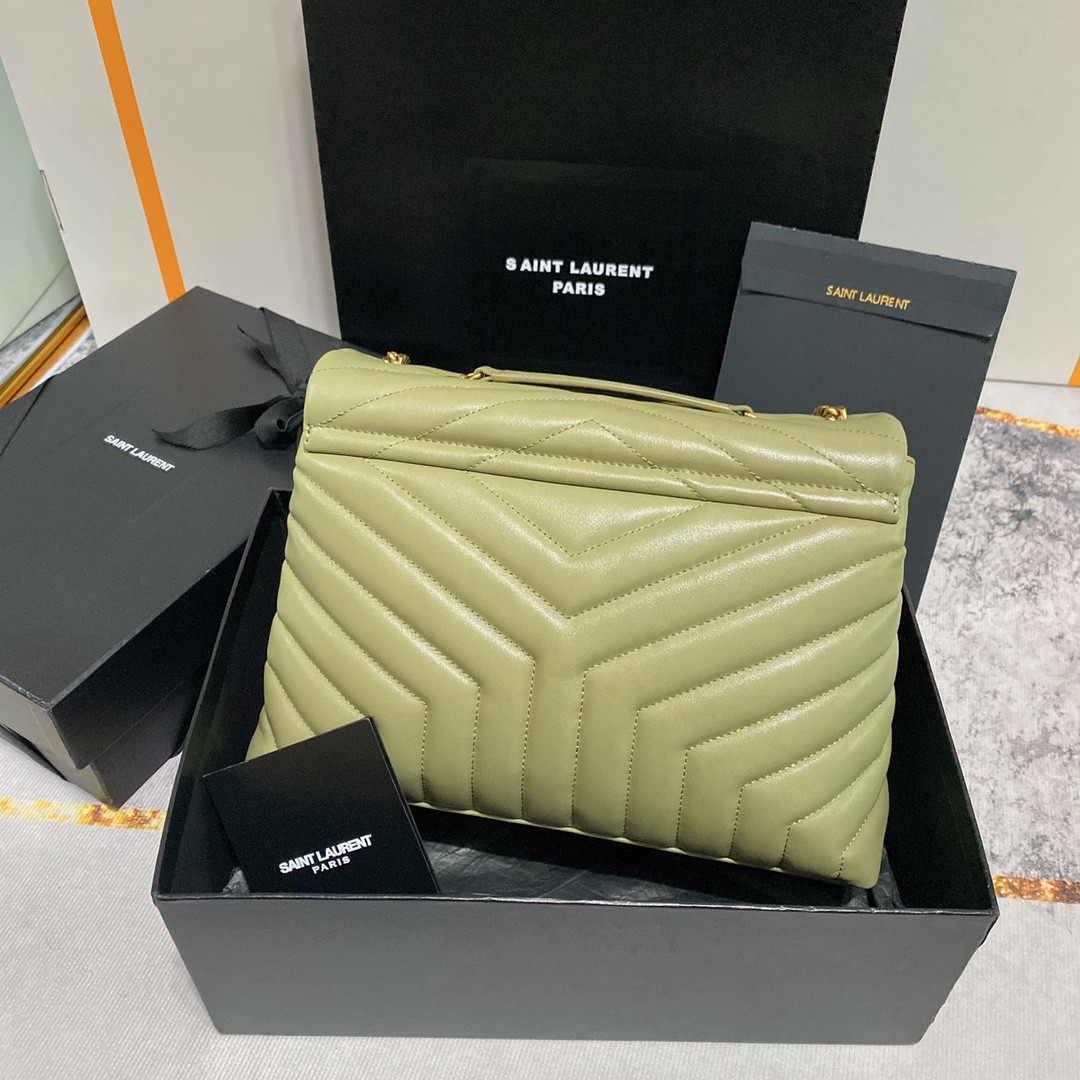 YSL LOULOU MEDIUM IN QUILTED LEATHER GREEN 12.5 X 8.6 X 3.5 INCHES - Image 3