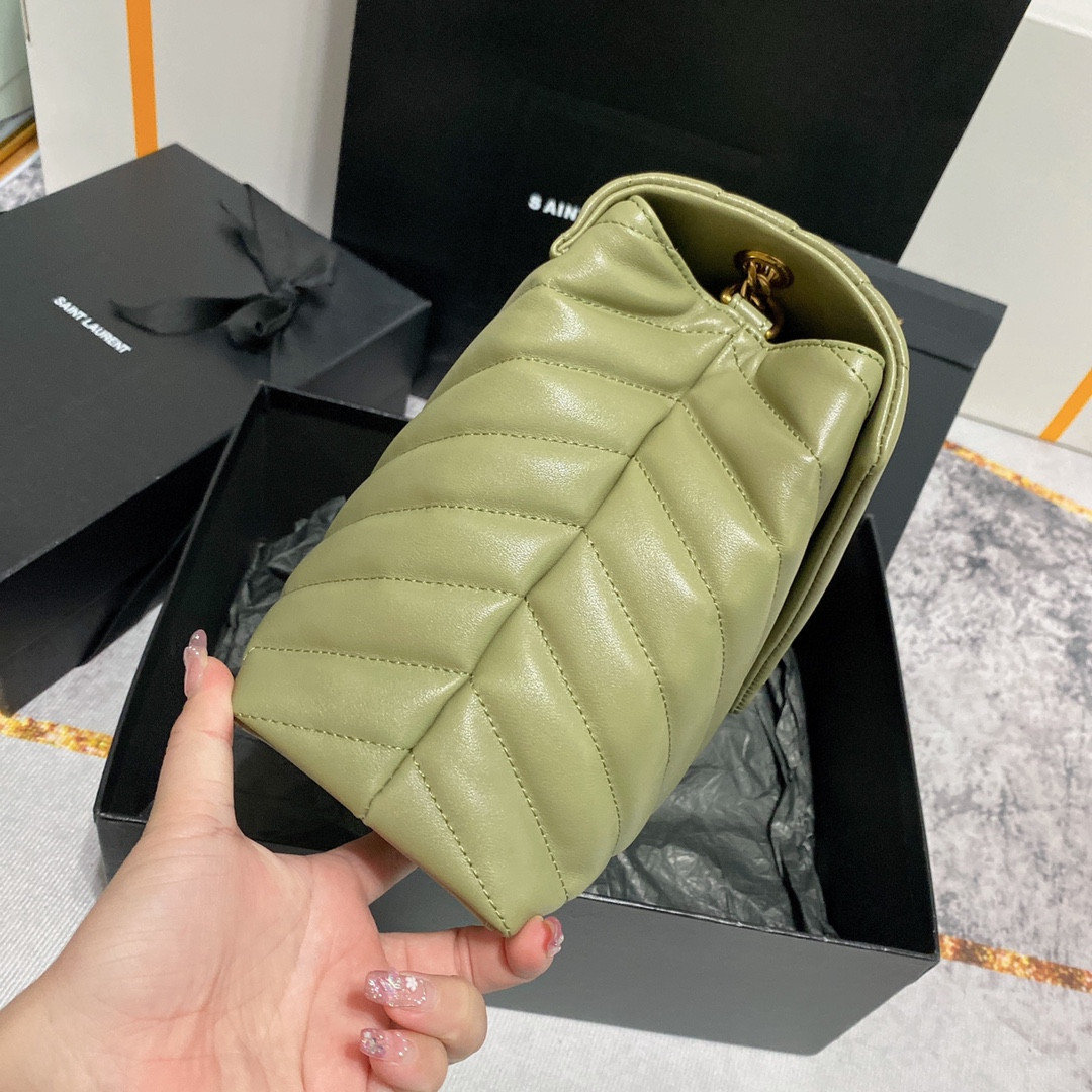 YSL LOULOU MEDIUM IN QUILTED LEATHER GREEN 12.5 X 8.6 X 3.5 INCHES - Image 5