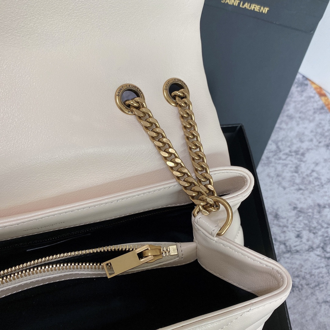 YSL LOULOU MEDIUM IN QUILTED LEATHER BLANC VINTAGE 12.5 X 8.6 X 3.5 INCHES - Image 9