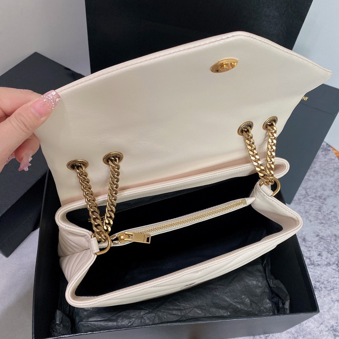 YSL LOULOU MEDIUM IN QUILTED LEATHER BLANC VINTAGE 12.5 X 8.6 X 3.5 INCHES - Image 10