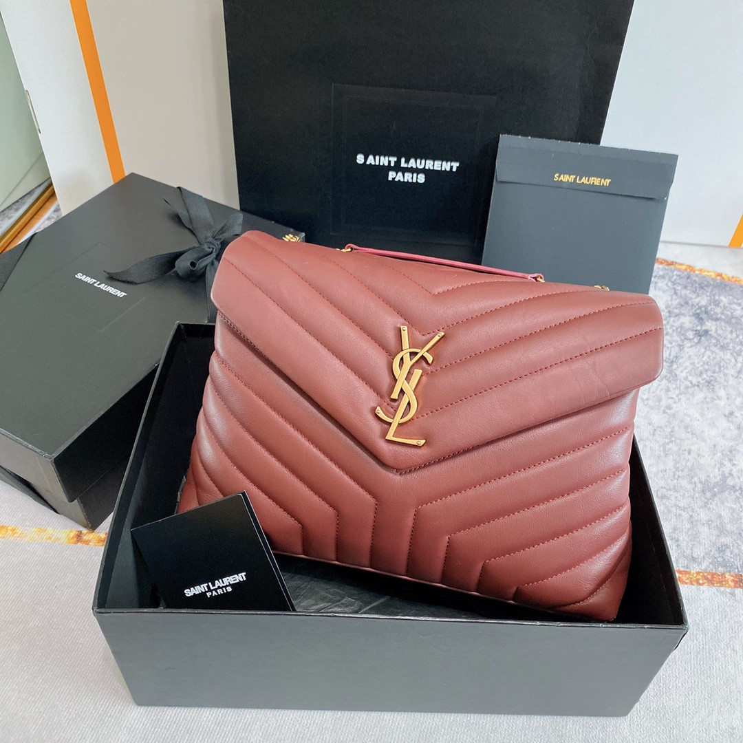 YSL LOULOU MEDIUM IN QUILTED LEATHER LIGHT RED 12.5 X 8.6 X 3.5 INCHES - Image 2