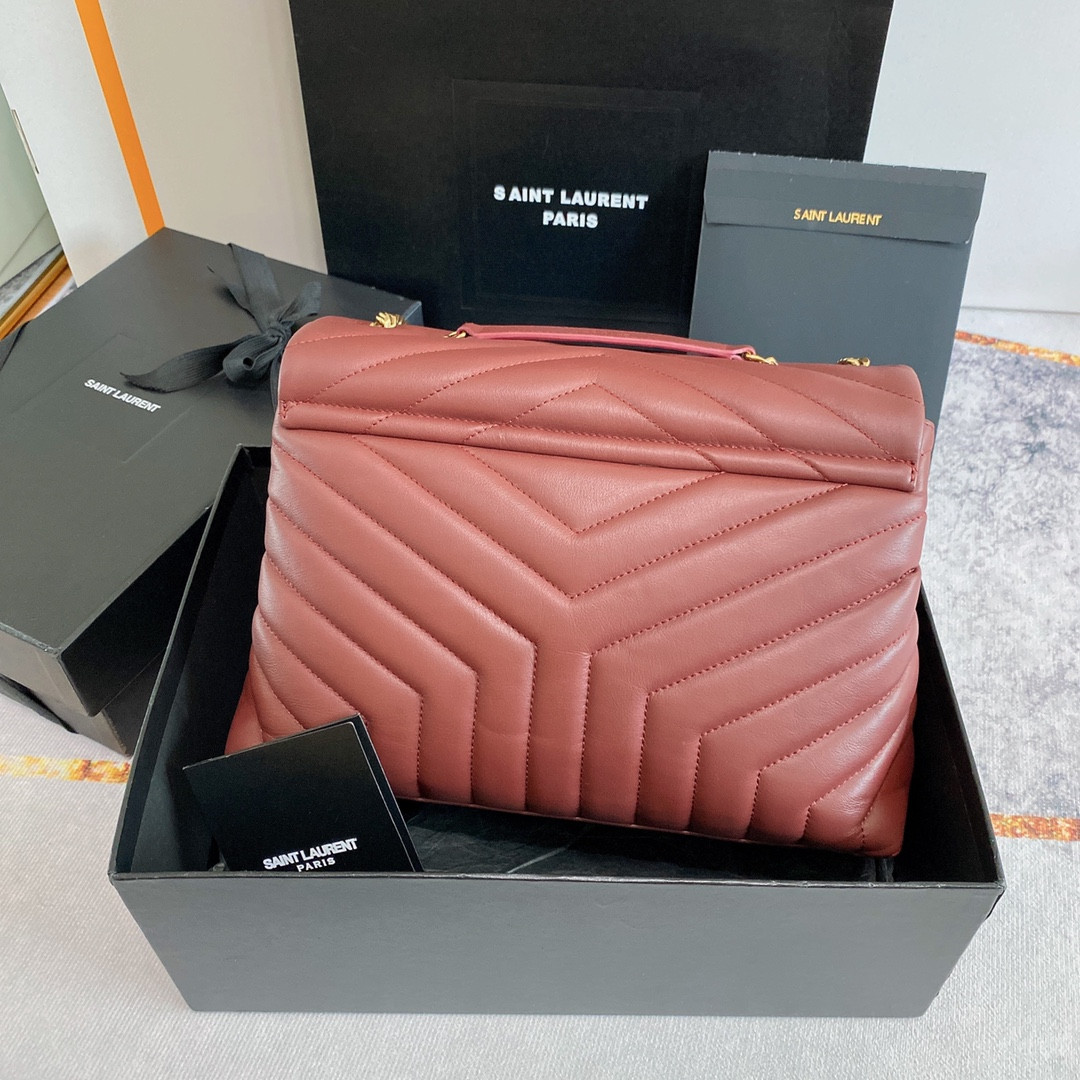 YSL LOULOU MEDIUM IN QUILTED LEATHER LIGHT RED 12.5 X 8.6 X 3.5 INCHES - Image 3