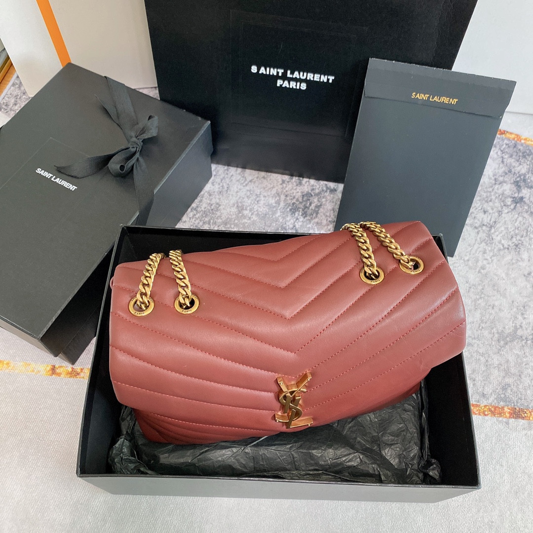 YSL LOULOU MEDIUM IN QUILTED LEATHER LIGHT RED 12.5 X 8.6 X 3.5 INCHES - Image 4