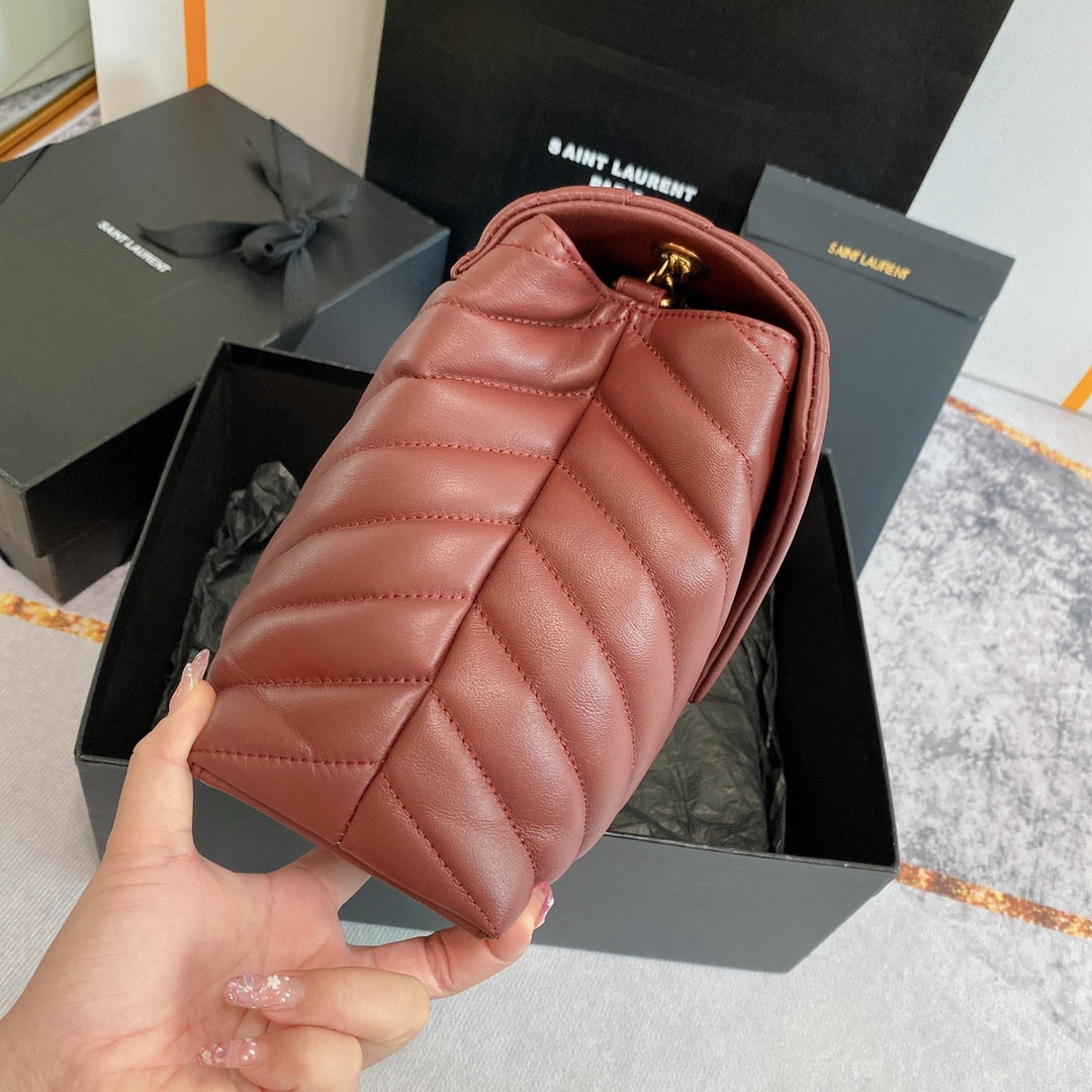 YSL LOULOU MEDIUM IN QUILTED LEATHER LIGHT RED 12.5 X 8.6 X 3.5 INCHES - Image 5