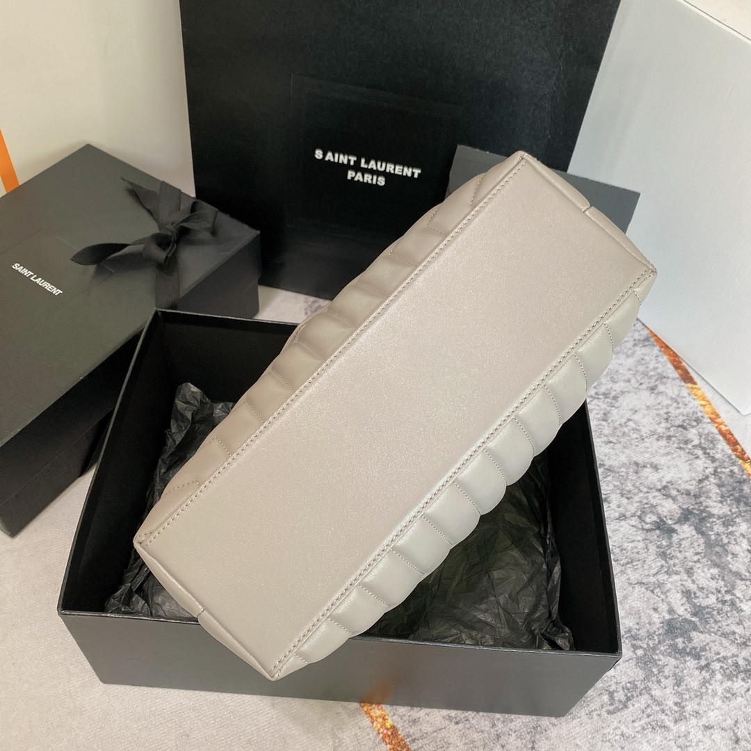 YSL LOULOU MEDIUM IN QUILTED LEATHER GREYISH BROWN 12.5 X 8.6 X 3.5 INCHES - Image 6