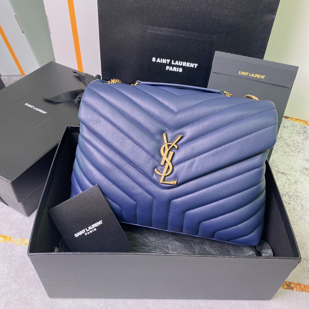 YSL LOULOU MEDIUM IN QUILTED LEATHER PURPLE 12.5 X 8.6 X 3.5 INCHES - Image 2