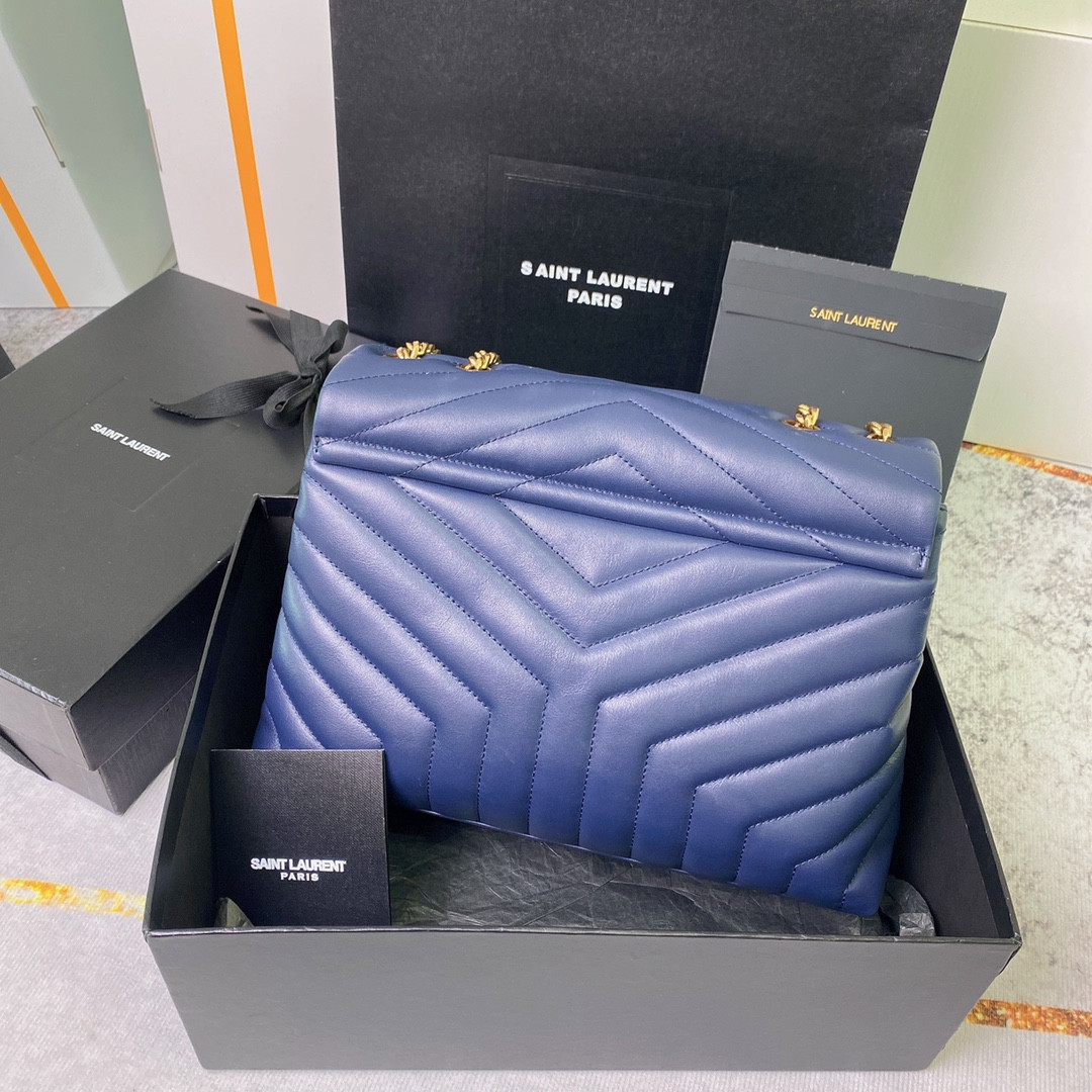YSL LOULOU MEDIUM IN QUILTED LEATHER PURPLE 12.5 X 8.6 X 3.5 INCHES - Image 3
