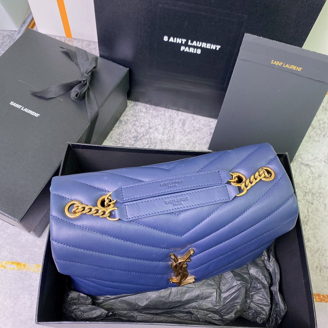 YSL LOULOU MEDIUM IN QUILTED LEATHER PURPLE 12.5 X 8.6 X 3.5 INCHES - Image 4