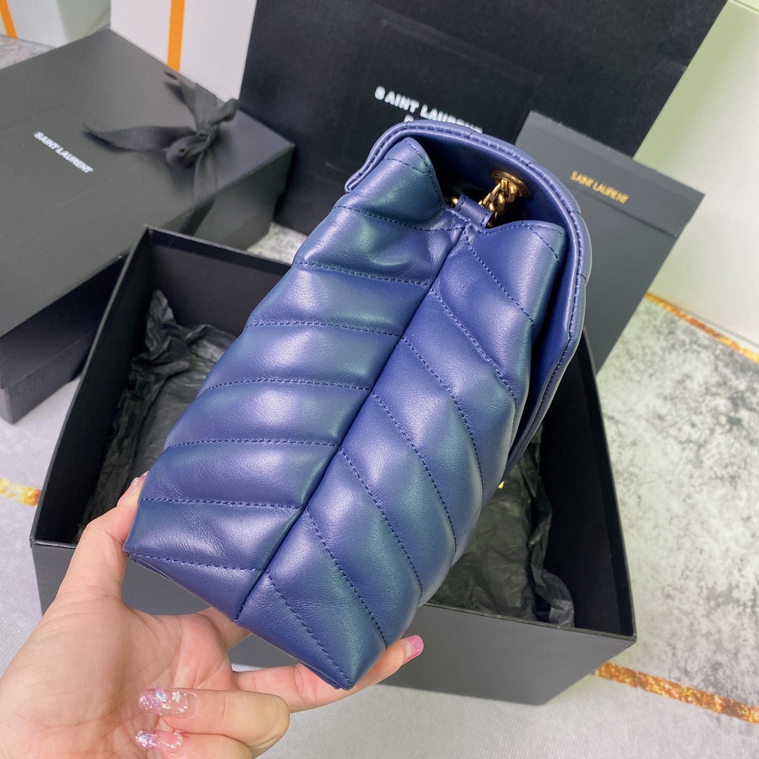 YSL LOULOU MEDIUM IN QUILTED LEATHER PURPLE 12.5 X 8.6 X 3.5 INCHES - Image 5
