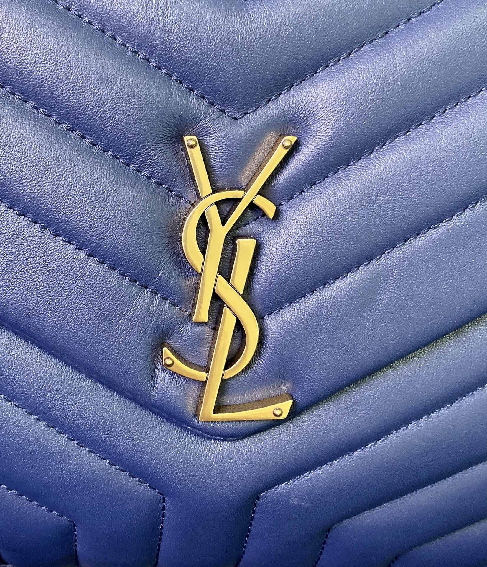 YSL LOULOU MEDIUM IN QUILTED LEATHER PURPLE 12.5 X 8.6 X 3.5 INCHES - Image 7