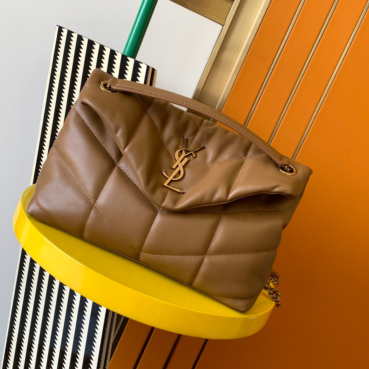 YSL PUFFER SMALL IN NAPPA LEATHER BROWN 11.4 X 6.6 X 4.3 INCHES - Image 2