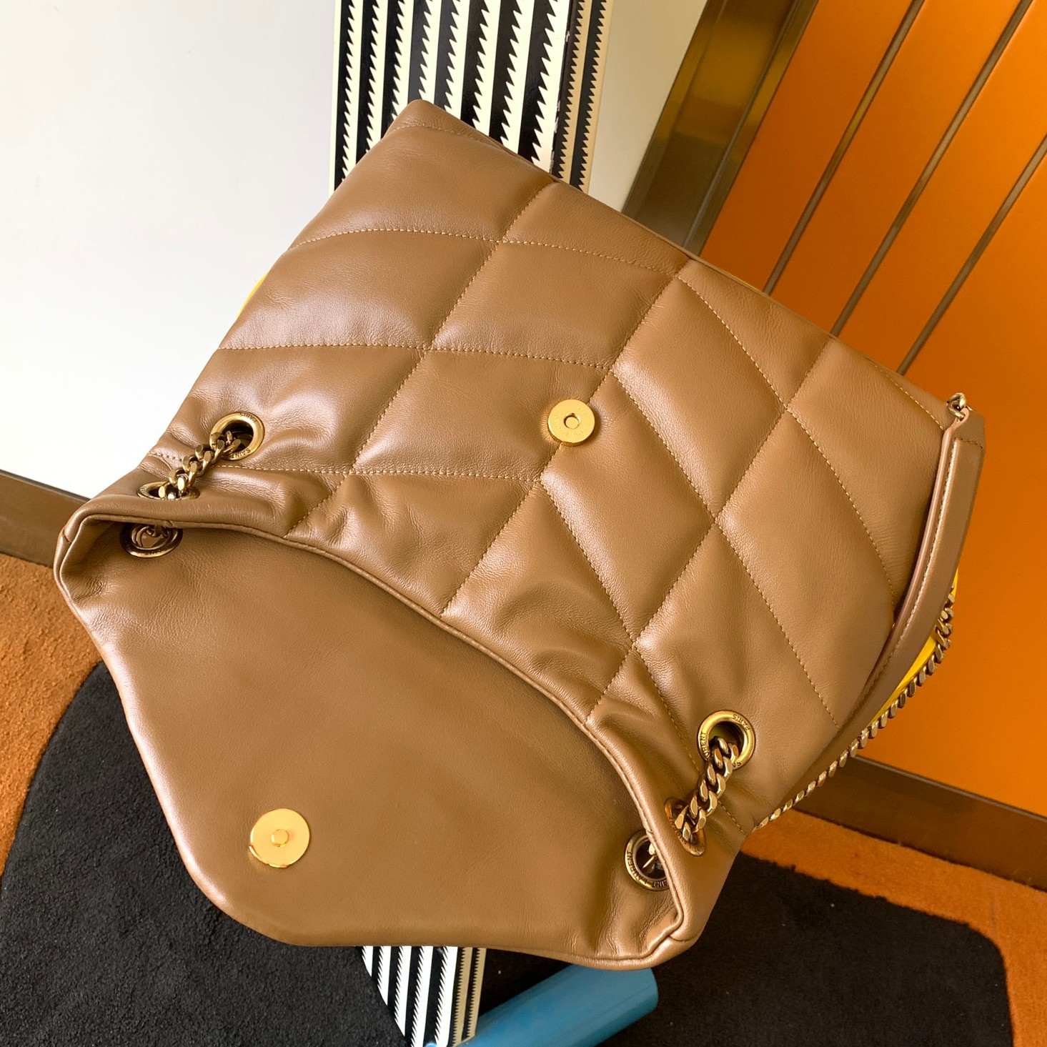 YSL PUFFER SMALL IN NAPPA LEATHER BROWN 11.4 X 6.6 X 4.3 INCHES - Image 6