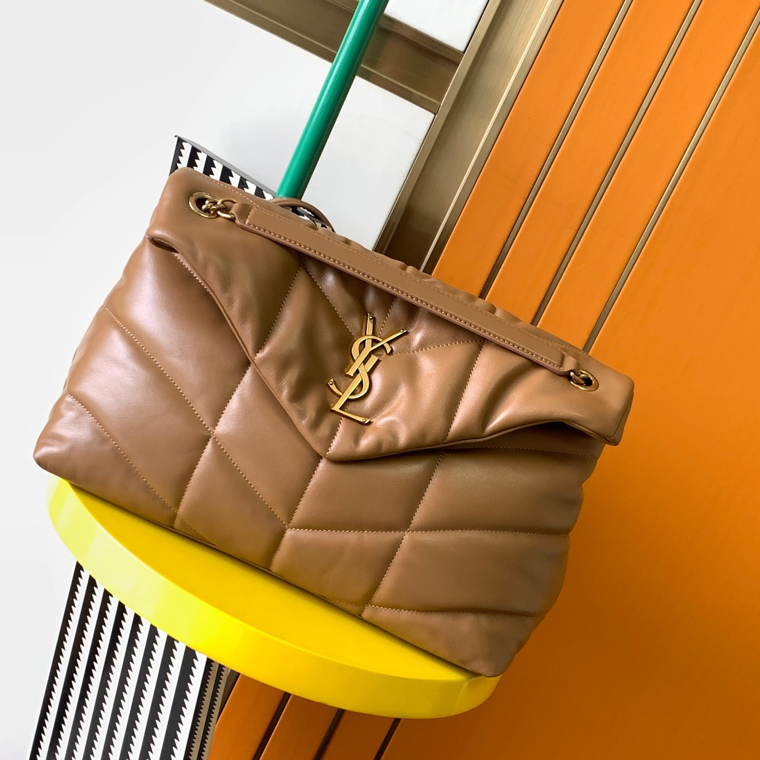 YSL PUFFER MEDIUM IN NAPPA LEATHER BROWN 13.7 X 9 X 5.3 INCHES - Image 2