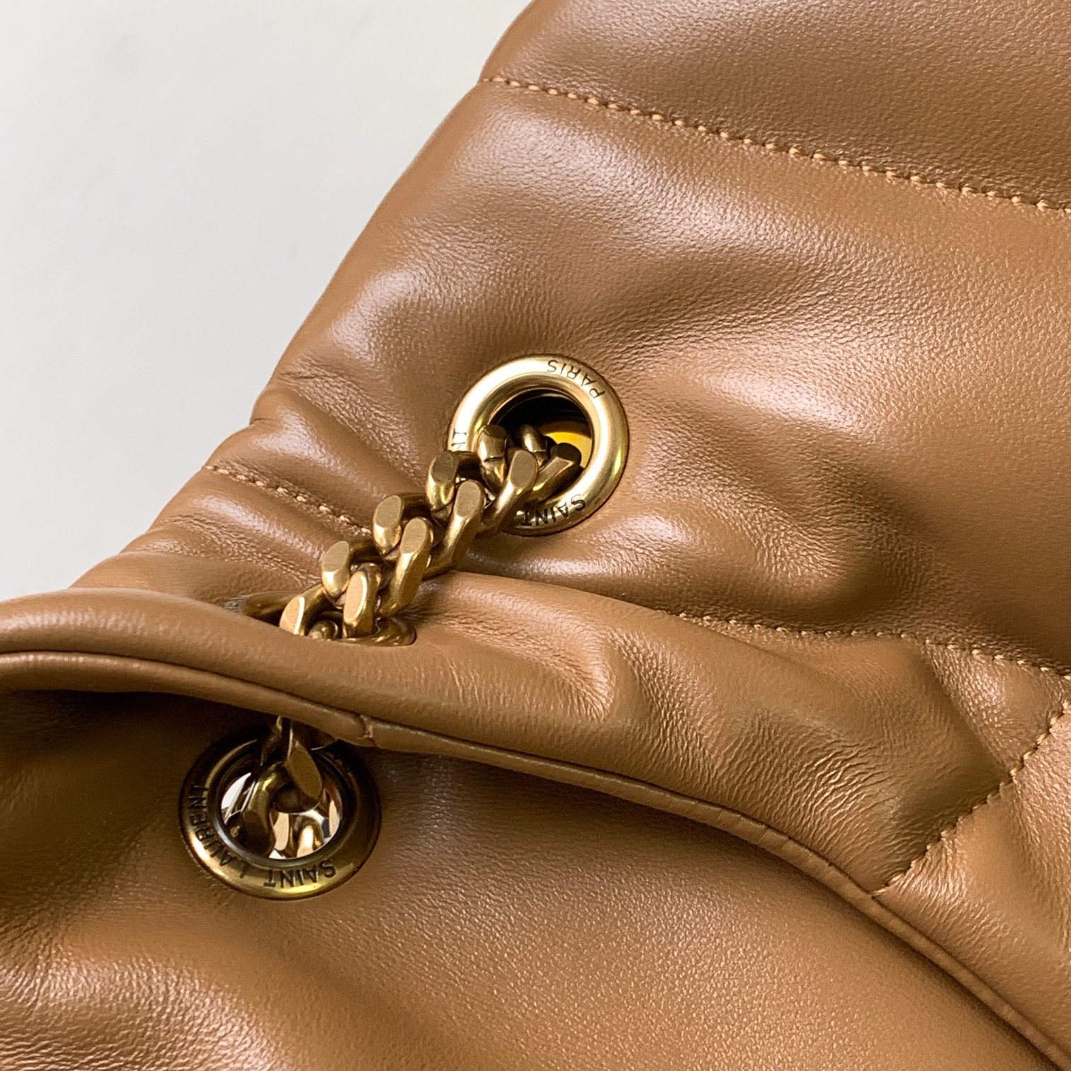 YSL PUFFER MEDIUM IN NAPPA LEATHER BROWN 13.7 X 9 X 5.3 INCHES - Image 8