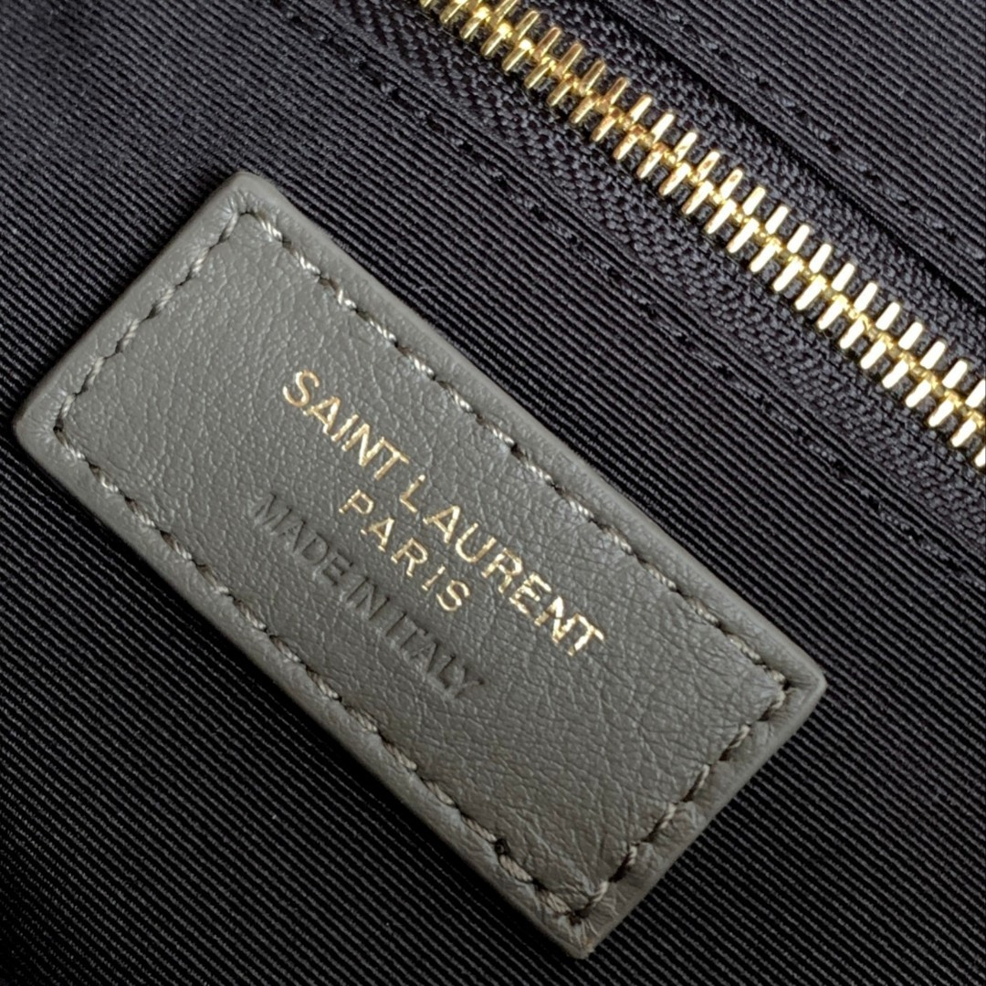 YSL LOULOU SMALL IN QUILTED LEATHER GRAY GOLD 9 X 6.1 X 3.3 INCHES - Image 10