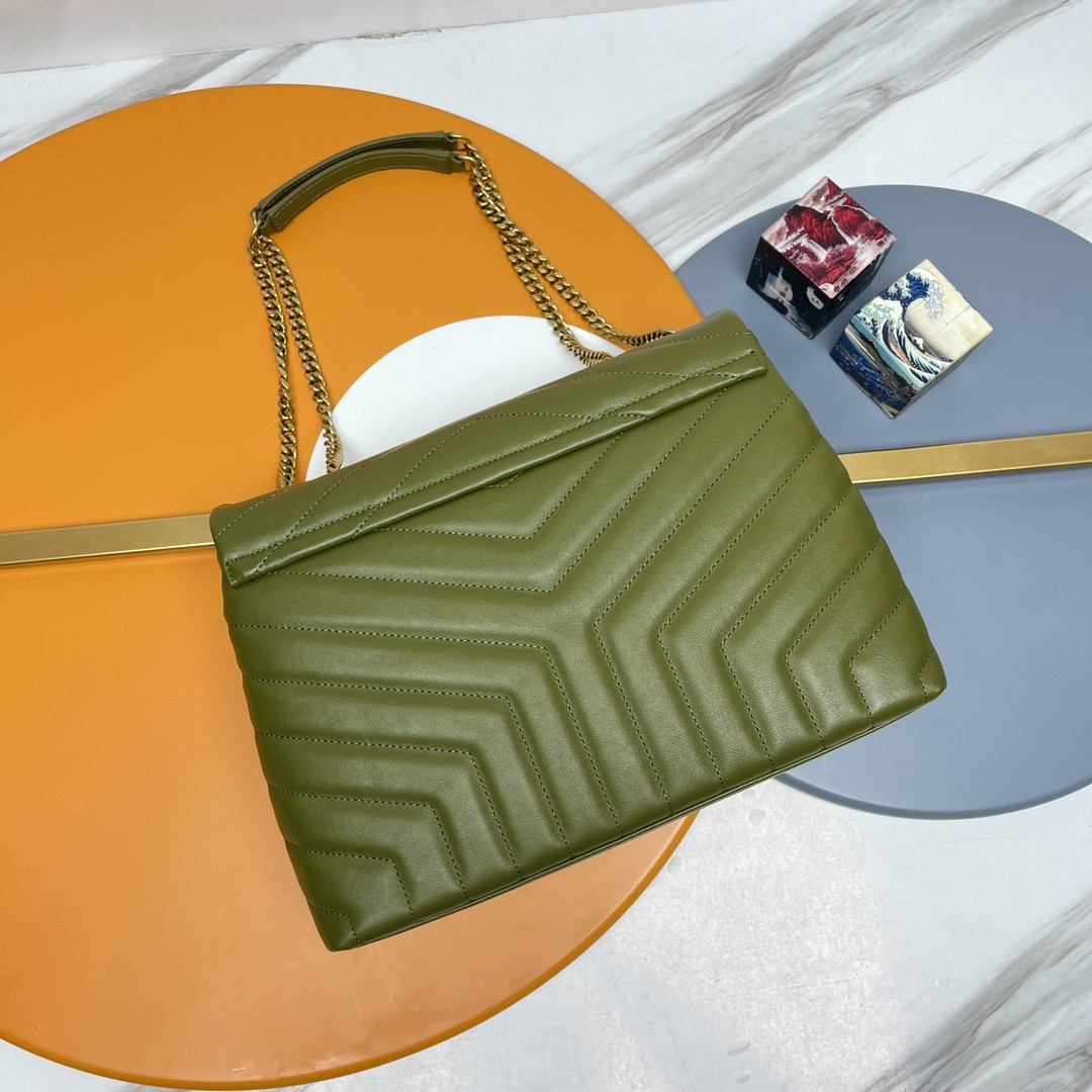 YSL LOULOU MEDIUM IN QUILTED LEATHER DARK GREEN 12.5 X 8.6 X 3.5 INCHES - Image 3