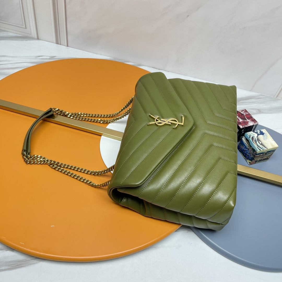 YSL LOULOU MEDIUM IN QUILTED LEATHER DARK GREEN 12.5 X 8.6 X 3.5 INCHES - Image 5