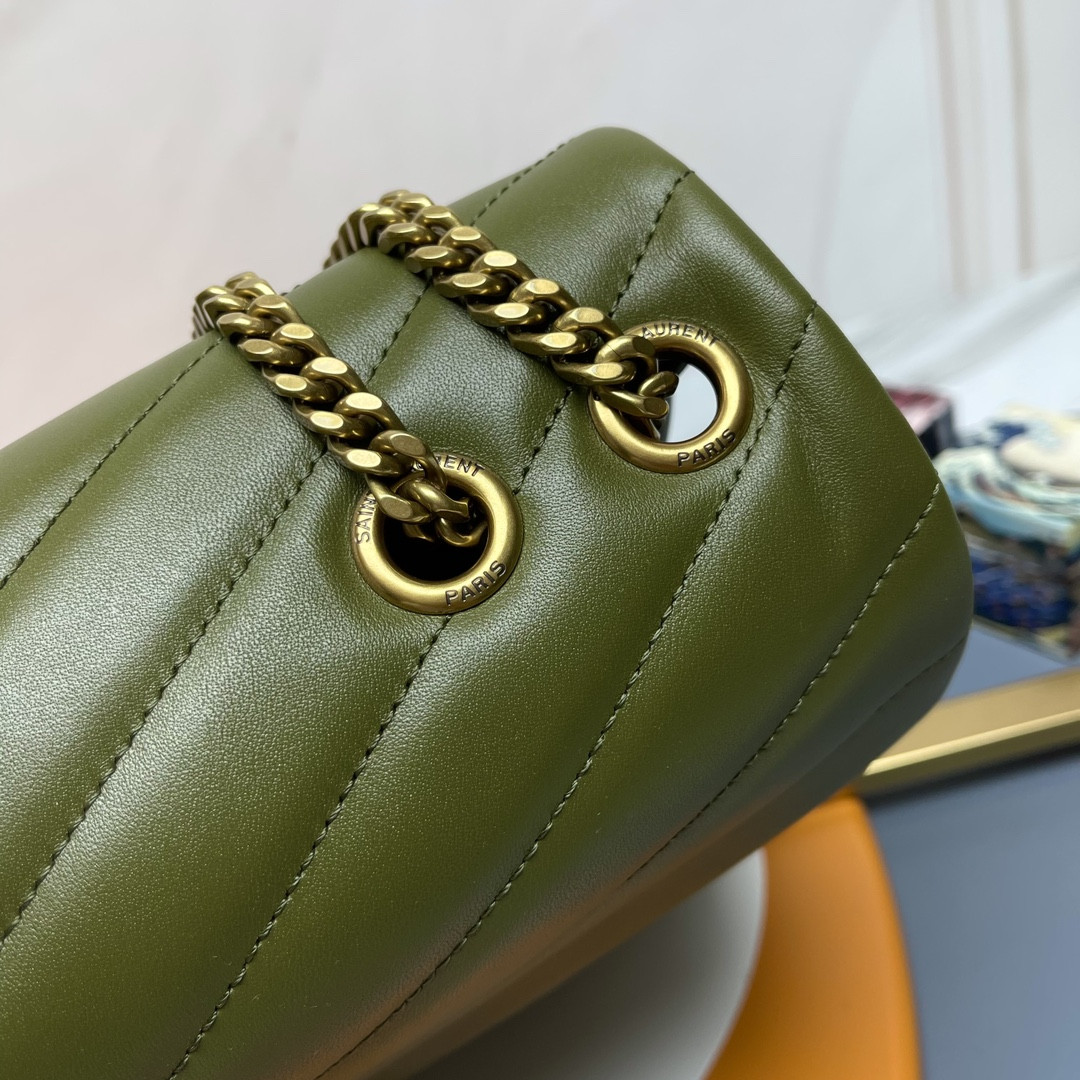 YSL LOULOU MEDIUM IN QUILTED LEATHER DARK GREEN 12.5 X 8.6 X 3.5 INCHES - Image 7
