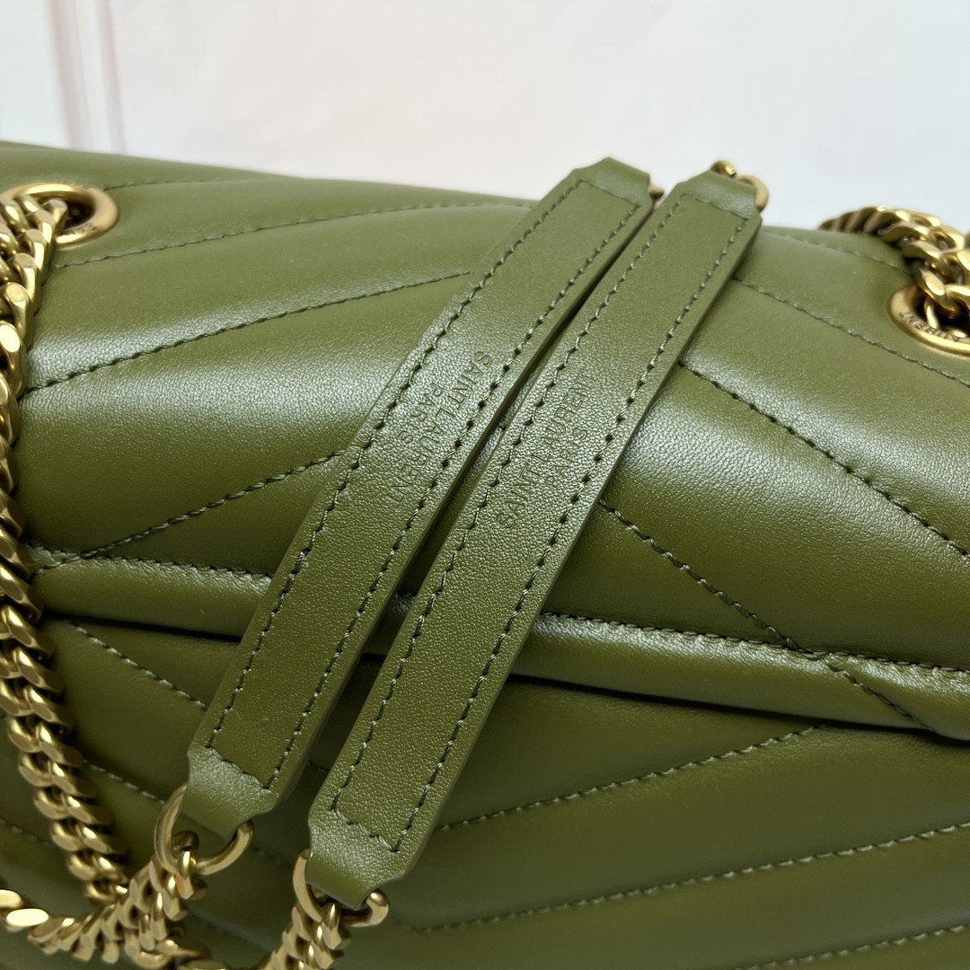 YSL LOULOU MEDIUM IN QUILTED LEATHER DARK GREEN 12.5 X 8.6 X 3.5 INCHES - Image 8