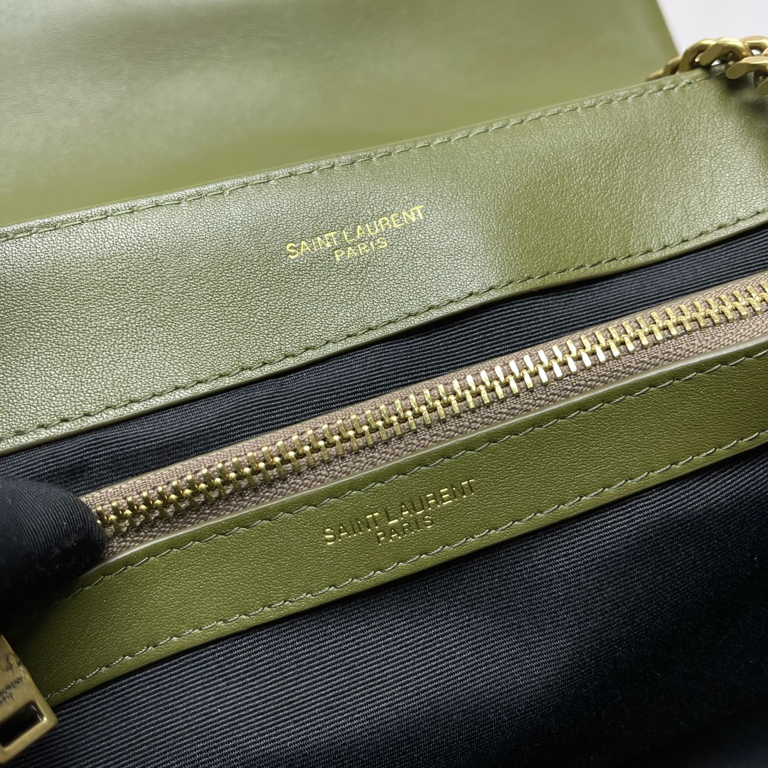 YSL LOULOU MEDIUM IN QUILTED LEATHER DARK GREEN 12.5 X 8.6 X 3.5 INCHES - Image 9
